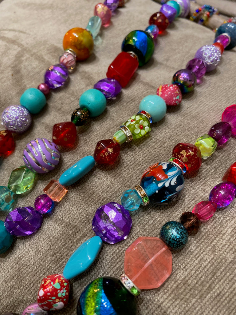 glass beads on fishing wire for sun catcher