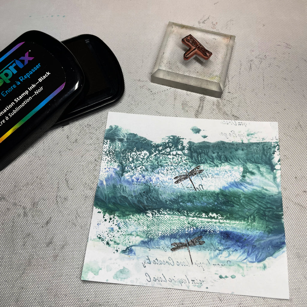 dragon fly stamp on sublimation project 