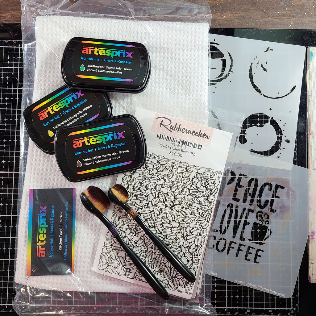 sublimation stamp pads stencils blending brushes