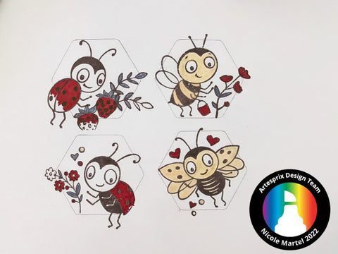 brutus monroe lovely ladybug stamped designs with artesprix markers 