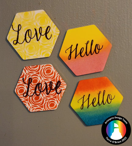 sublimation magnets with artesprix stamp pad stamp anniething stencil 