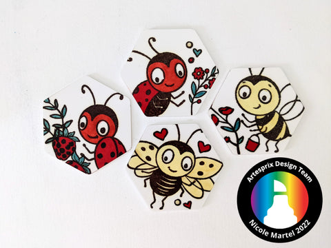 brutus Monroe lovely ladybug stamp sublimation magnets 