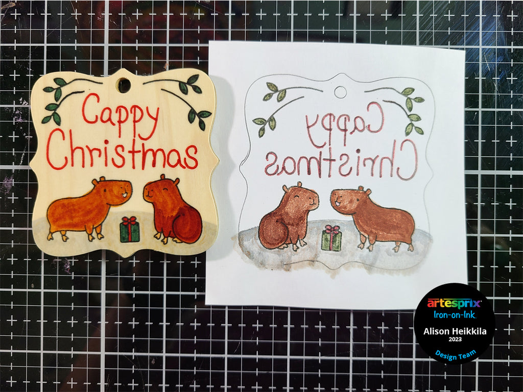 before and after artesprix design on maple ornament