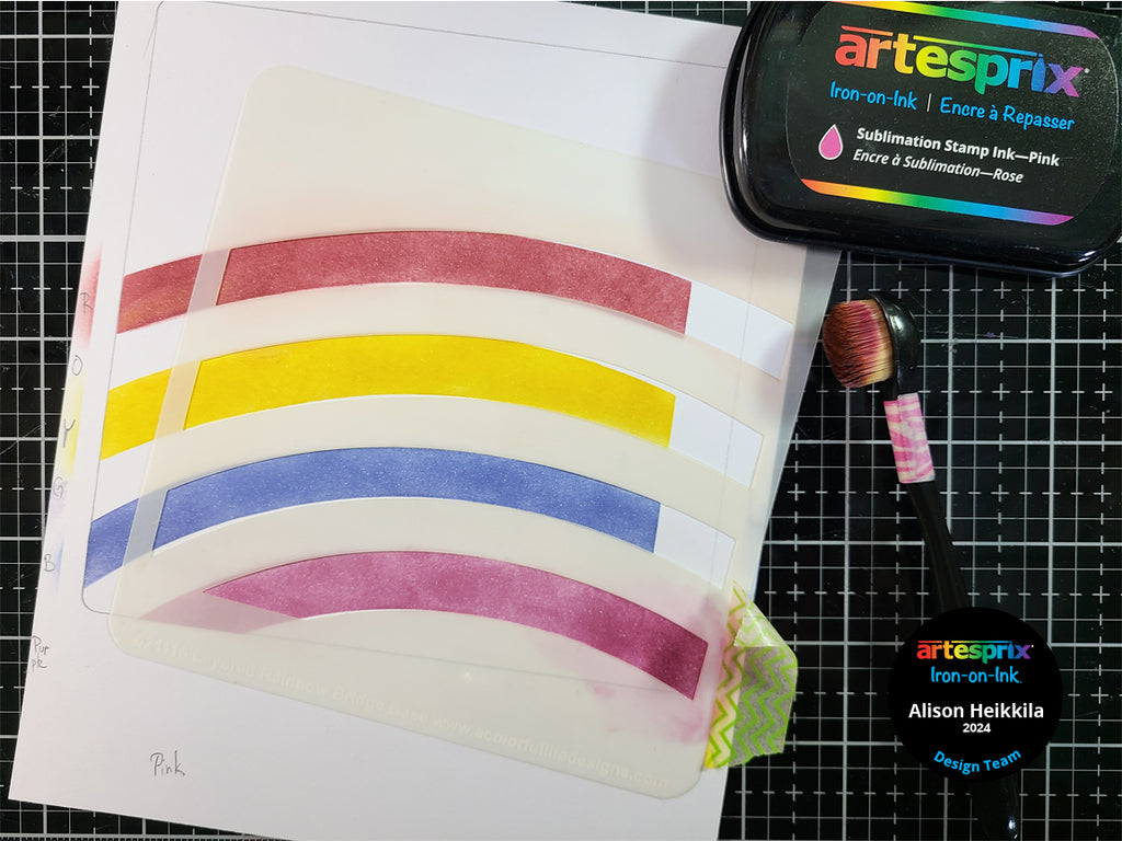 blended sublimation stamp pad color on plain paper
