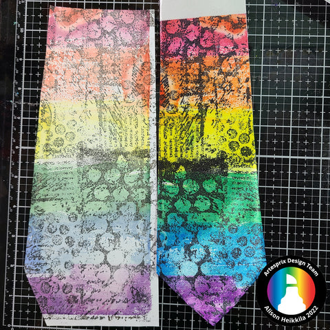 sublimation design with iron-on-ink stamp pads on satin necktie 