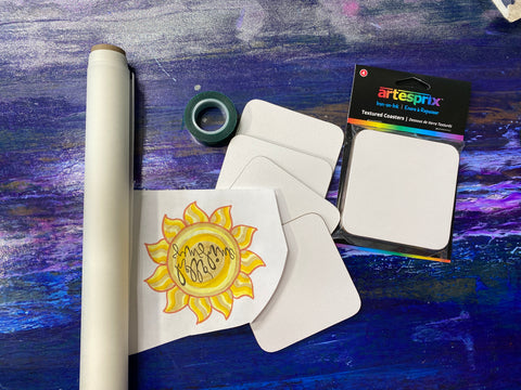 Sublimation coasters with heat transfer markers 
