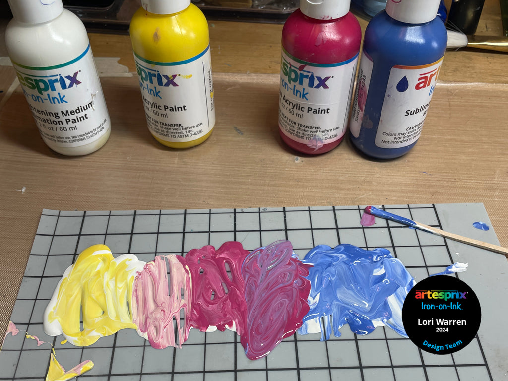 sublimation paint mixed on craft mat