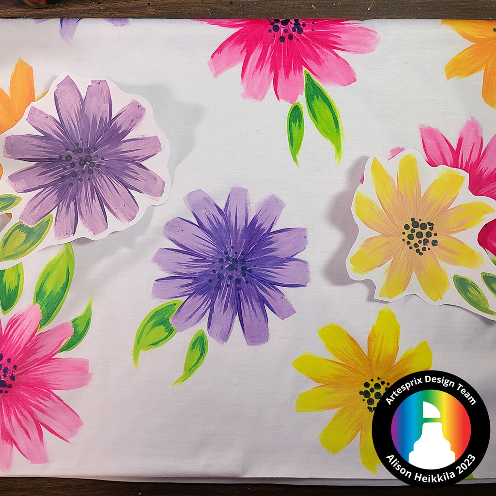 sublimation paint flowers on pillow case 