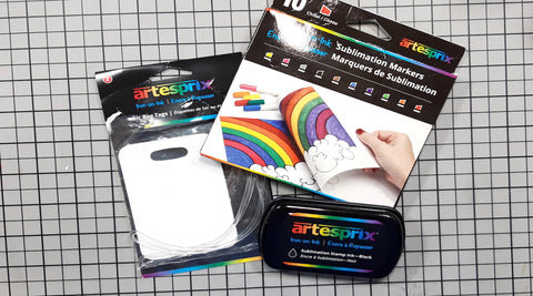 sublimation bag tags artesprix markers and iron-on-ink stamp pad 