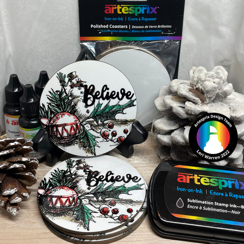 Sublimation iron-on-ink stamp pad coaster Christmas set 