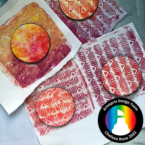 sublimation Artesprix paint coasters with stenciled designs