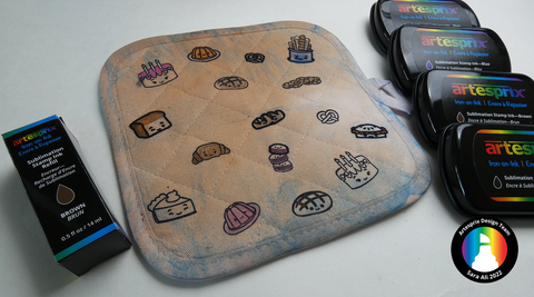 sublimation pot holder design with stampanniething stamps and gel press plate 