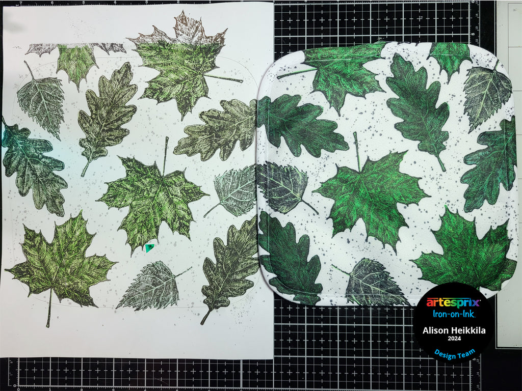 before and after sublimation potholder with stamped design