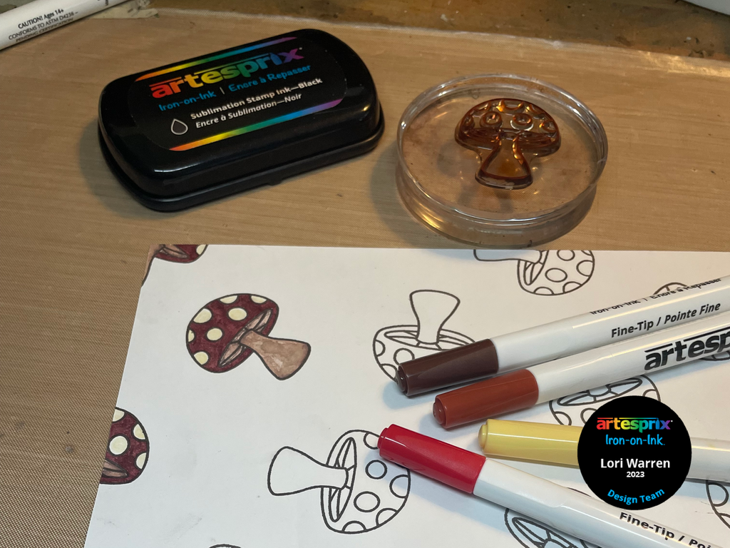 sublimation markers with Heffy doodle stamped design