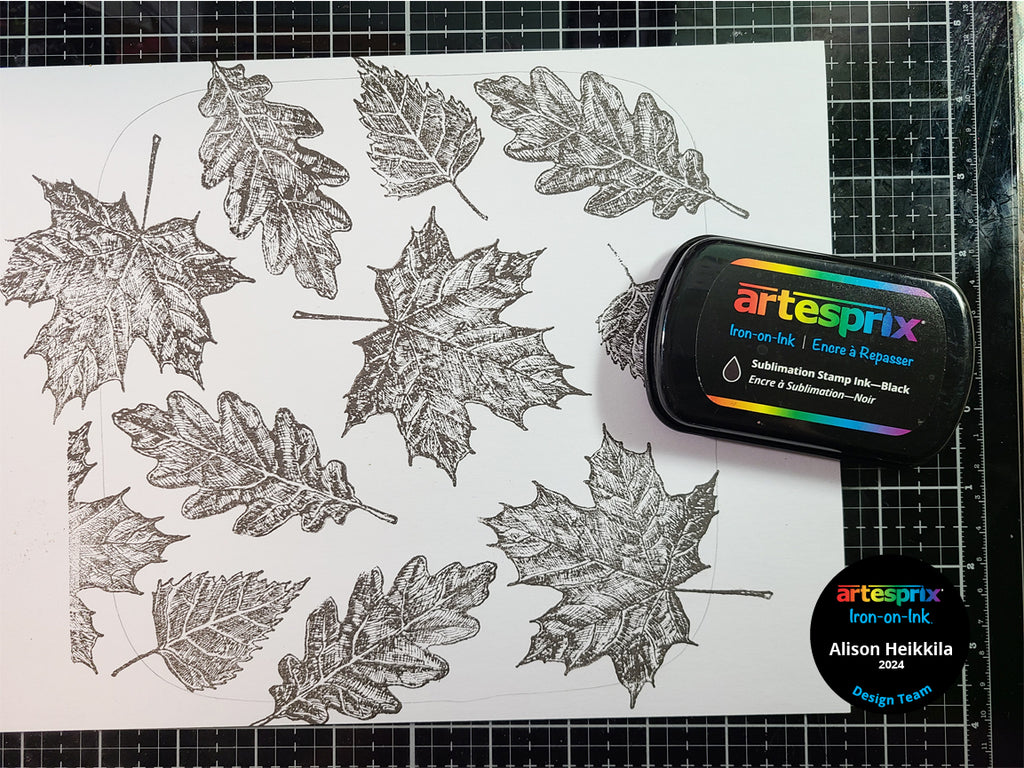 sublimation leaf stamped design on plain paper