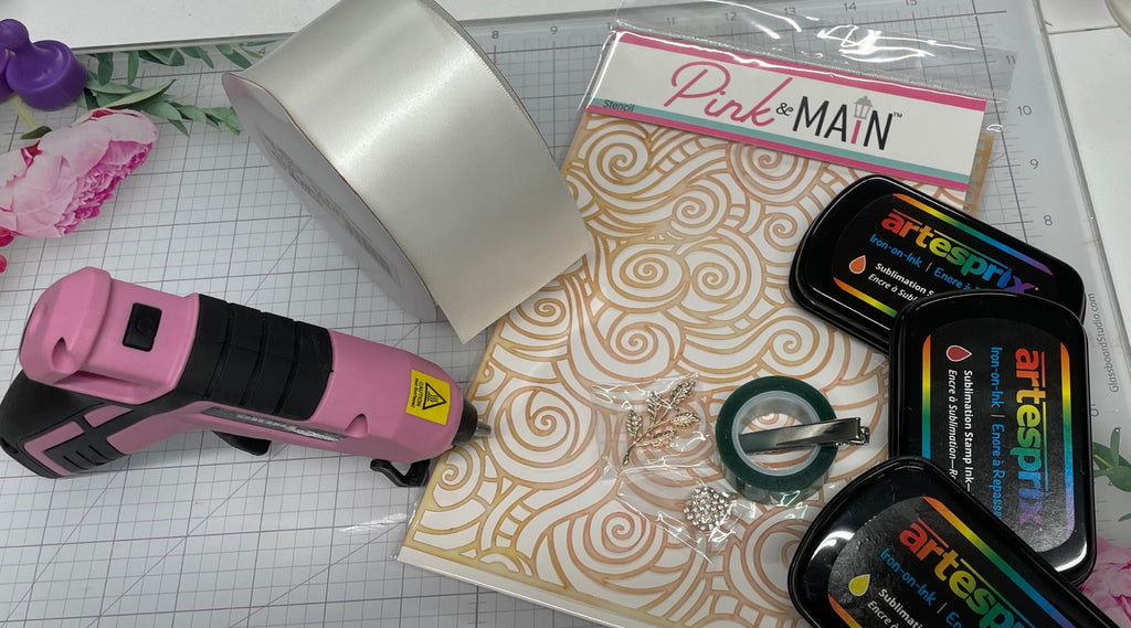 sublimation ribbon pink and main stencil artesprix stamp pad