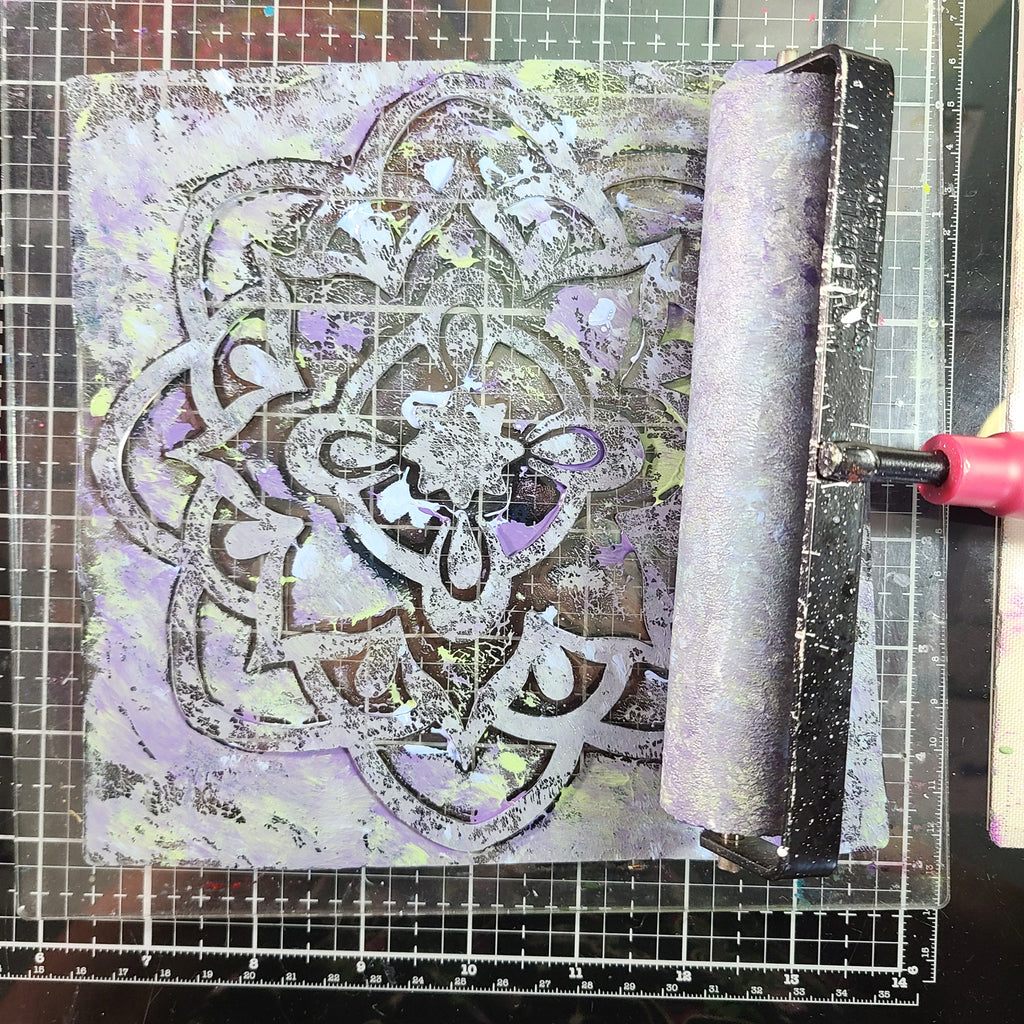 sublimation acrylic paint with gel press plate and brayer