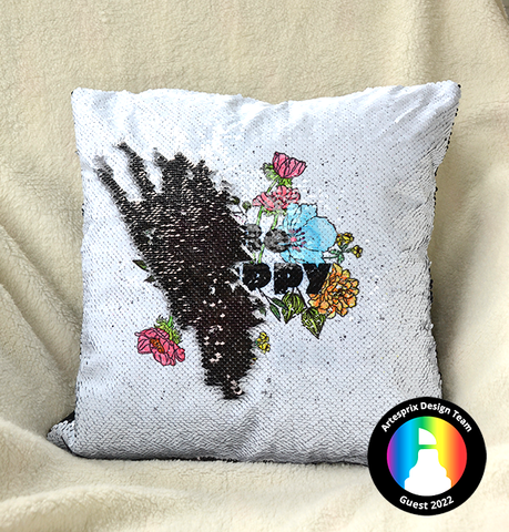Sublimation sequin pillow with artesprix markers 