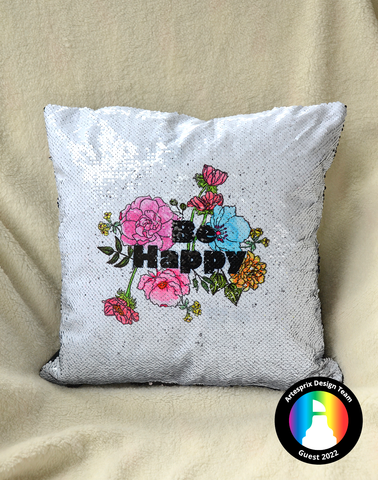 sublimation artesprix sequin pillow with iron-on-ink 