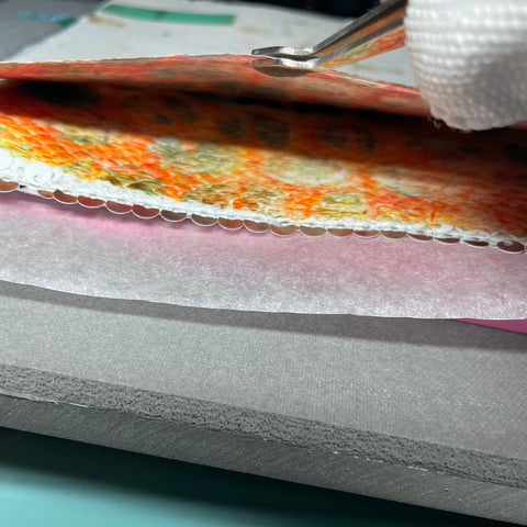 sublimation paint design on sequin zip case after transfer 