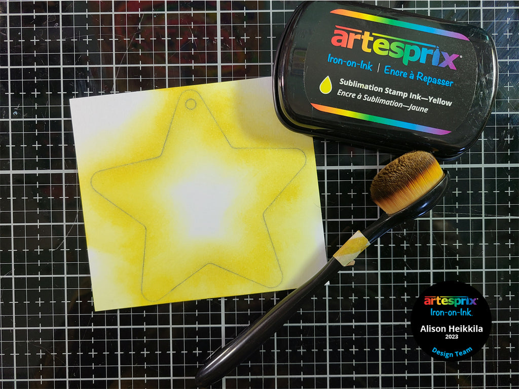 yellow sublimation stamp ink on plain paper