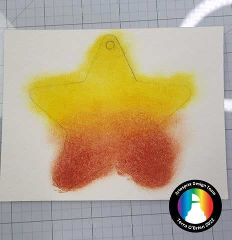 sublimation yellow and orange stamp ink on star themplate 