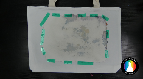 secured sublimation paint poured design on tote bag 