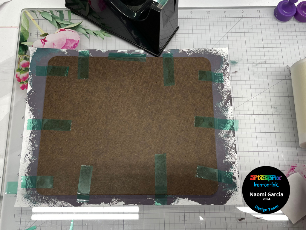 secured trivet to sublimation design before transfer