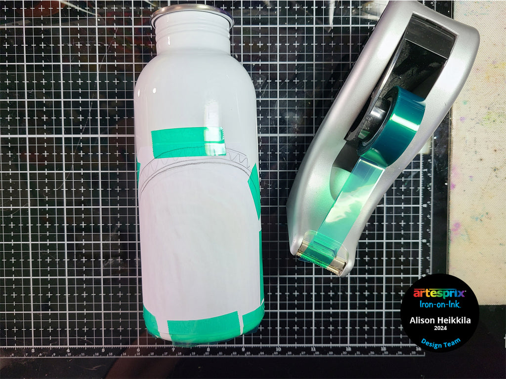 secured design to water bottle before transfer
