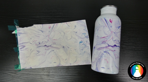 before and after sublimation water bottle with marble design 