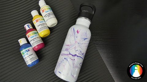 sublimation water bottle with artesprix paint marble design 