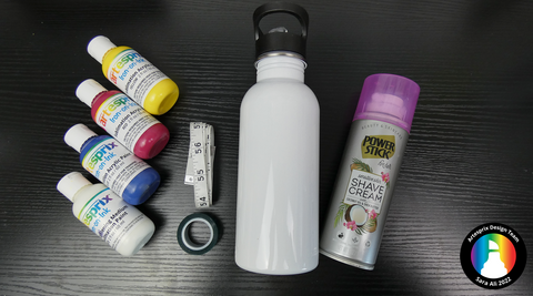 sublimation water bottle artesprix paint shaving cream heat tape 