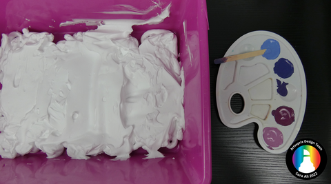 shaving cream in bin before sublimation paint is added 