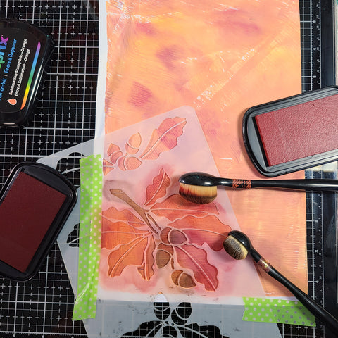 sublimation stamp pad and blending brushes with stencil 