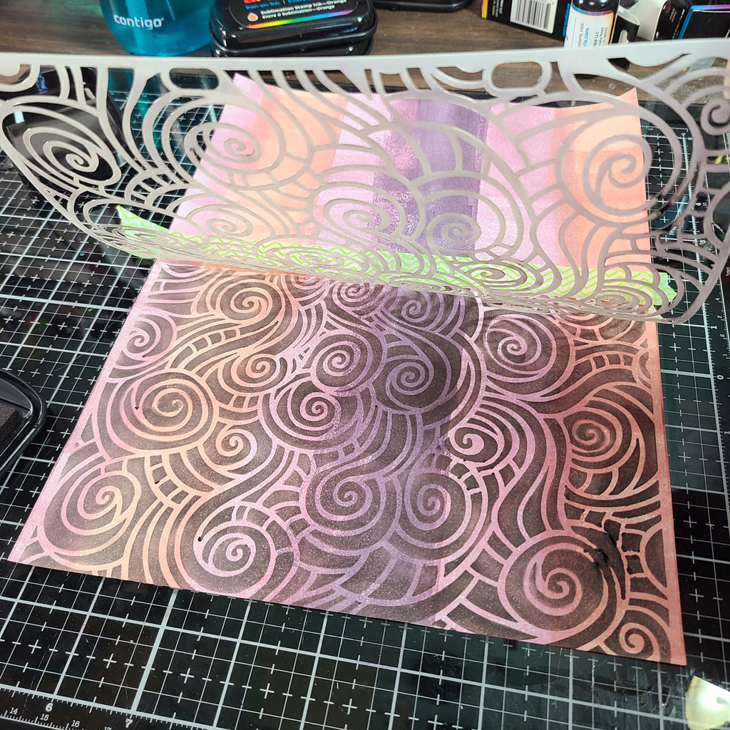 sublimation stamp ink pink and main stencil design