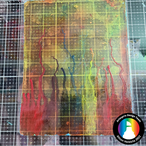 gel press plate with sublimation markers and isopropyl alcohol 