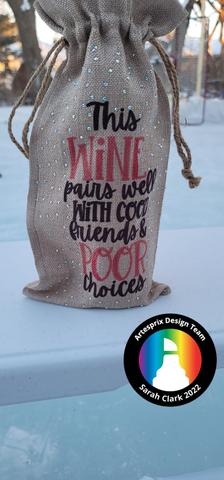 sublimation wine bag with artesprix iron-on-ink using silhouette cameo 