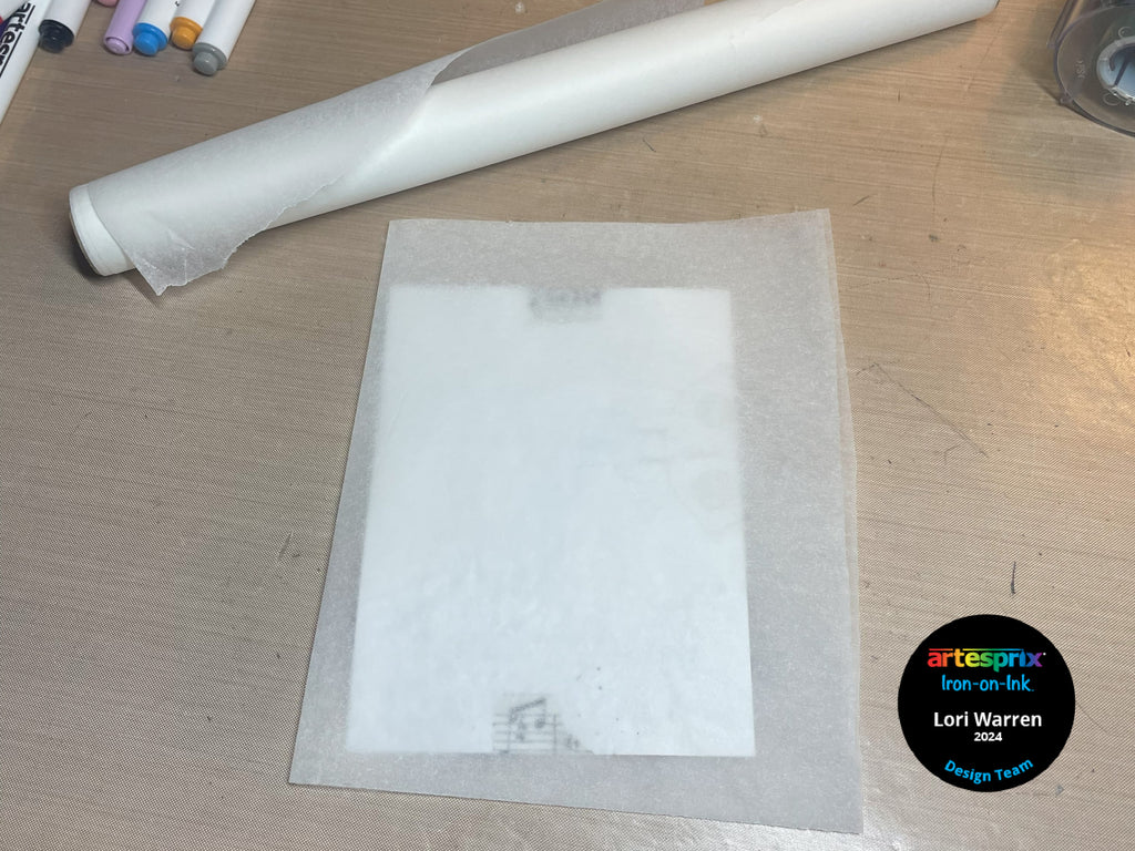sublimation project with siliconized protective paper before transfer