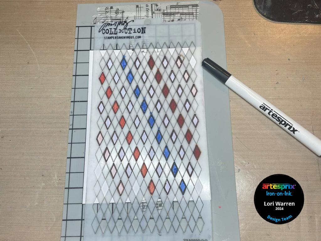 Tim holtz shifter stencil with artesprix sublimation markers