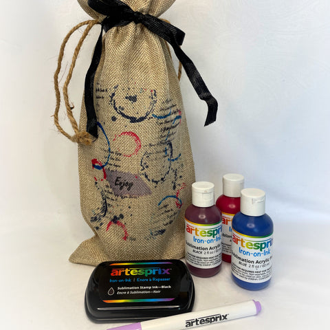 artesprix sublimation wine bag project with iron-on-ink 