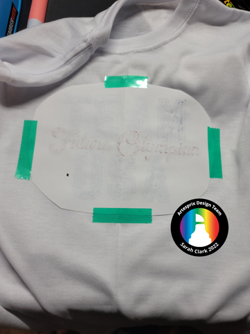 sublimation transfer secured with heat resistant tape on polyester t shirt 