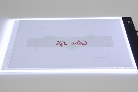 light box with reversed text 