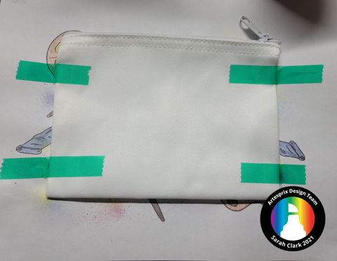 secured sublimation zip case with heat tape before transfer