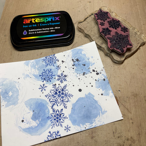 blue sublimation stamp pad snowflake designs 