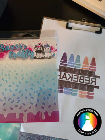 Sassy and Crafty Stencil with Sublimation Markers 