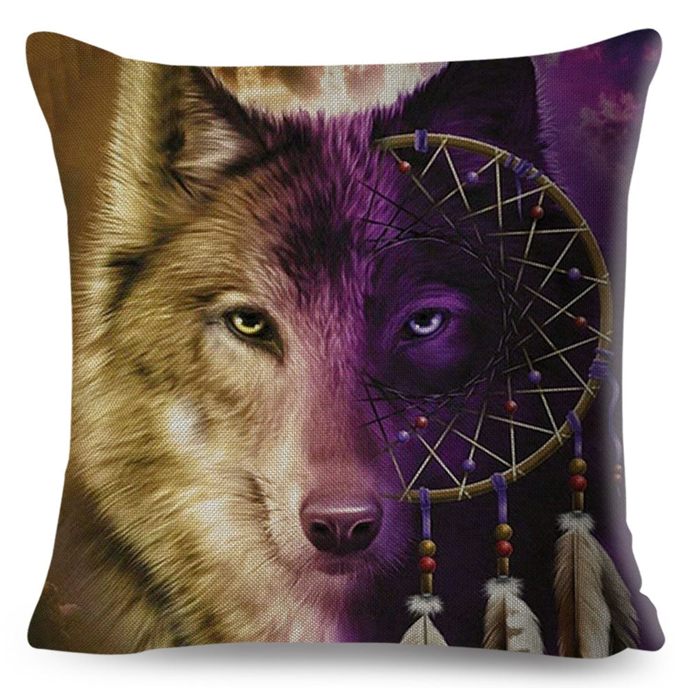 Mythology Lion Wolf Horse Pillow Case Decor Cartoon Water Color Animal Cushion Cover Polyester Pillowcase for Sofa Car Home