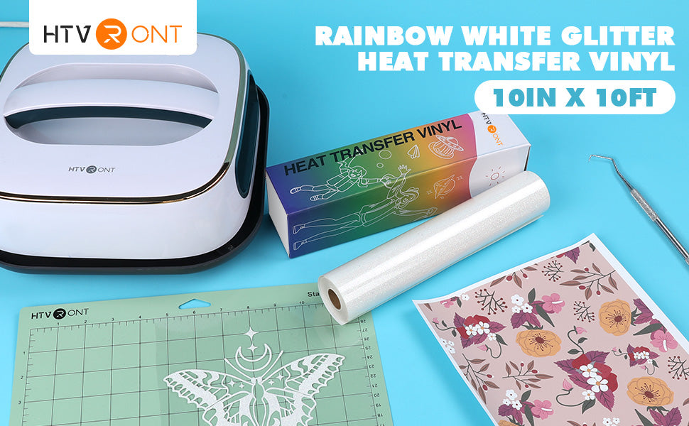 White Glitter HTV Vinyl for Sublimation  Rainbow White Glitter Iron on  Vinyl – HTVRONT AU Store