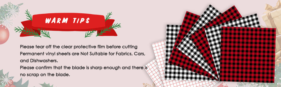 Buffalo Plaid Permanent Adhesive Vinyl - 8 Sheets 12x12 – HTVRONT