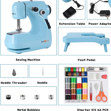 HTVRONT Sewing Machine with Extension Table- 38 Stitch Lightweight Portable  Sewing Machine- Electric Sewing Machine Kit for Adults UK 2 Speeds- Mini  Sewing Machine with Accessories for Beginners : : Home 