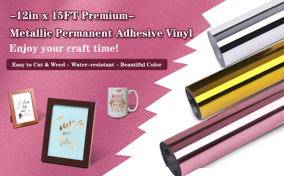 HTVRONT Silver chrome Vinyl, Mirror Metallic Silver Permanent Vinyl, 12 x 5  FT Silver Vinyl Roll for cricut - Easy to Weed & Tra